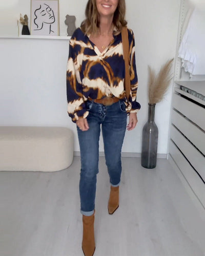 Laluna® | V-Neck Printed Casual Top