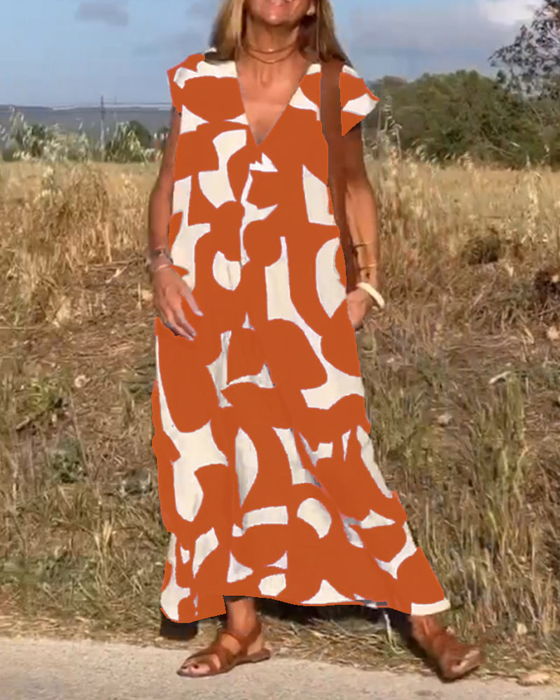 Laluna® | V-Neck Printed Dress