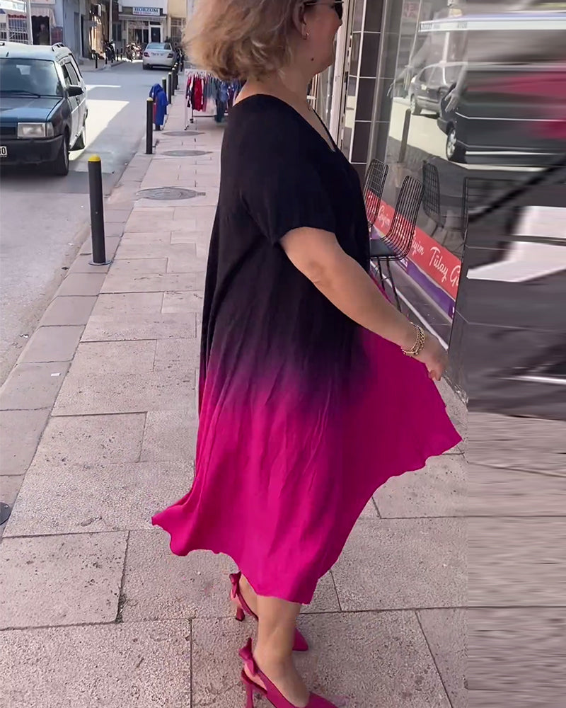 Laluna® | Ombre Pleated Casual Dress