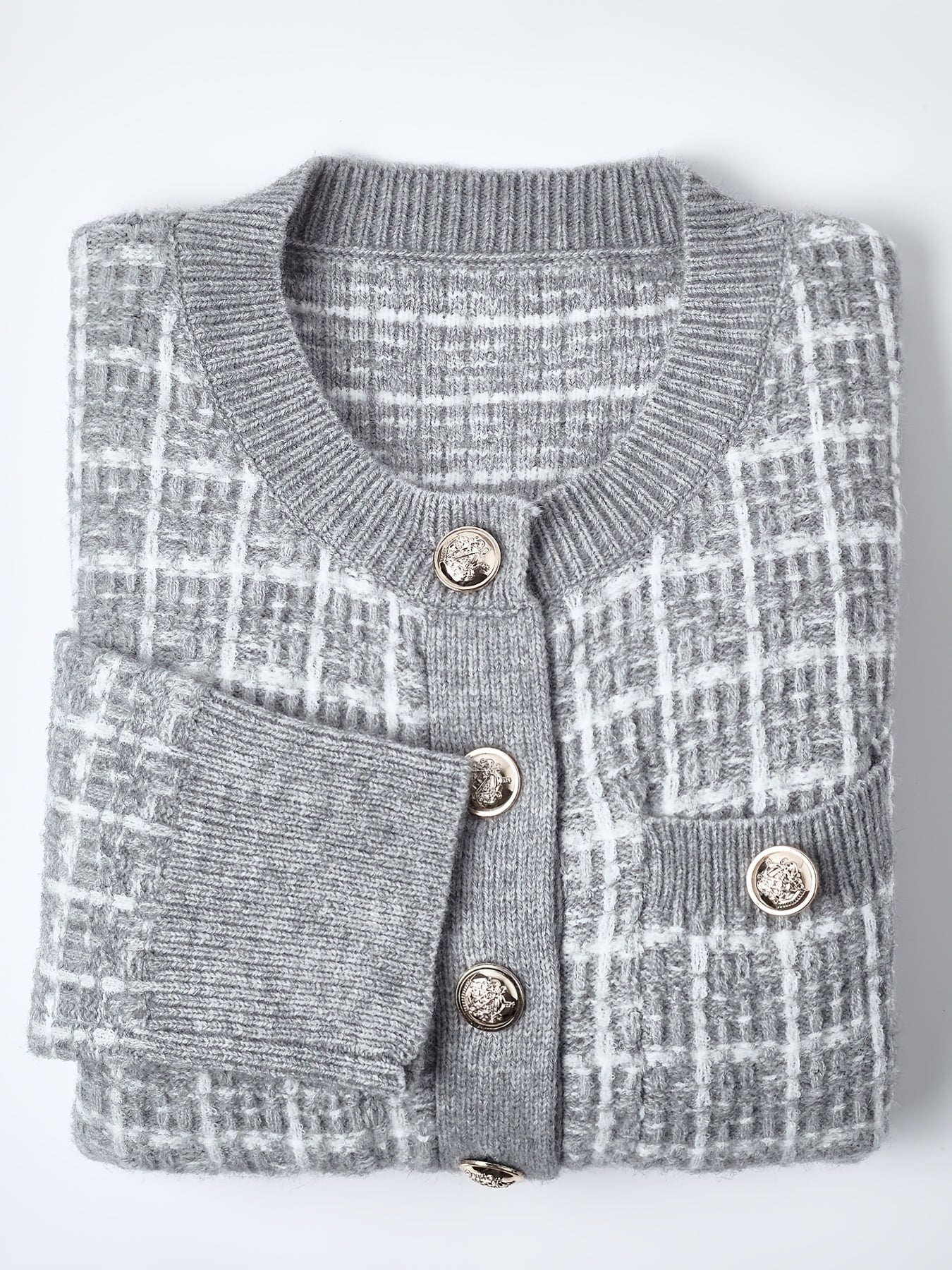 Laluna® | Button-Up Checked Cardigan