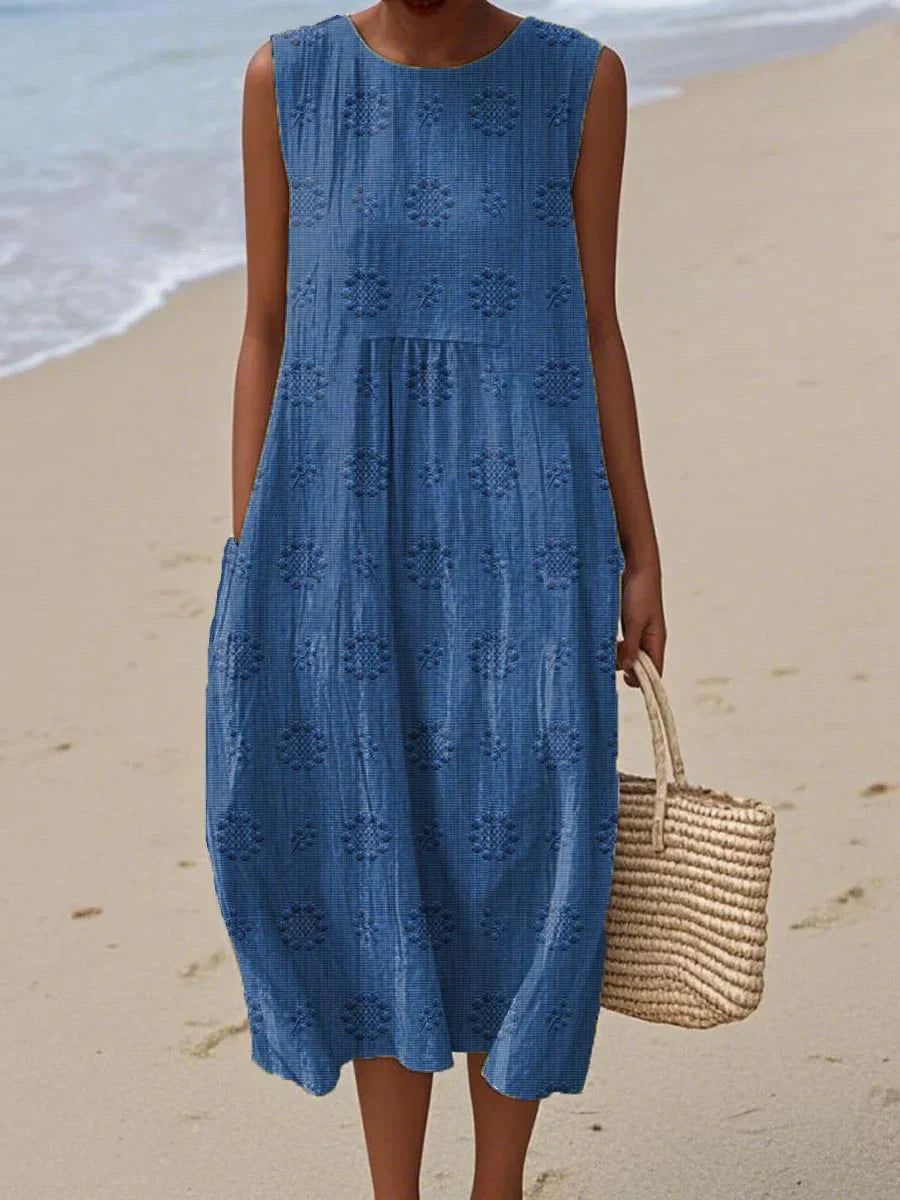 Laluna® | Chic Sleeveless Cotton Dress with Pockets