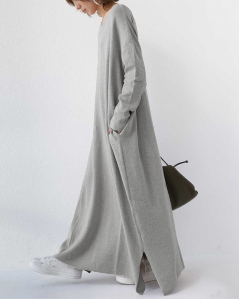 Laluna® | Stylish Long Sleeve V-Neck Dress