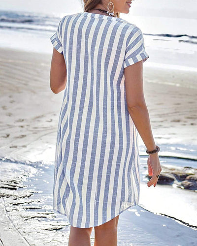 Laluna® | Chic Striped Shirt Dress