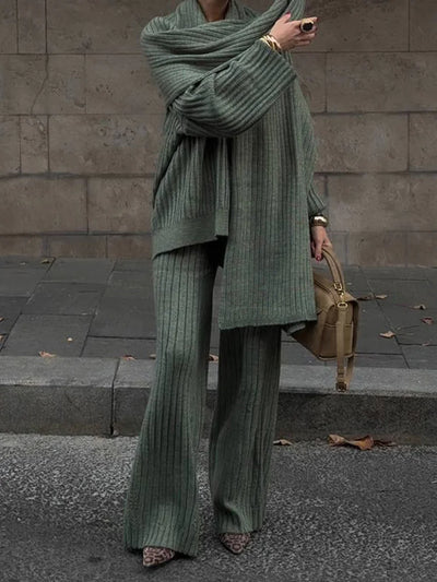 Laluna® V-Neck Jumpsuit with Matching Scarf