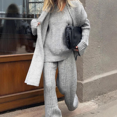 Laluna® V-Neck Jumpsuit with Matching Scarf