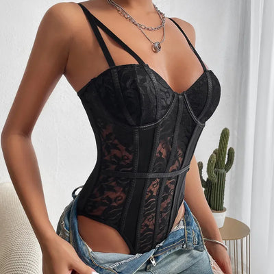 Laluna® | Embroidered Corset Bodysuit Elegance