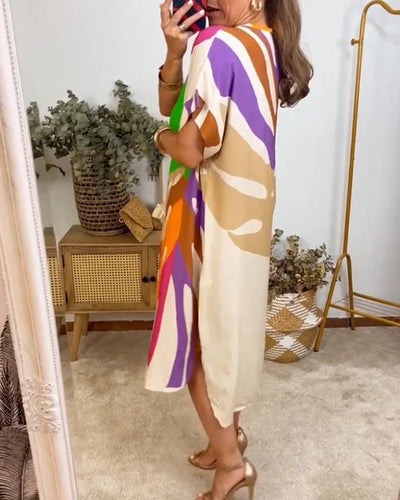 Laluna® | Vibrant Leaf Print Casual Dress