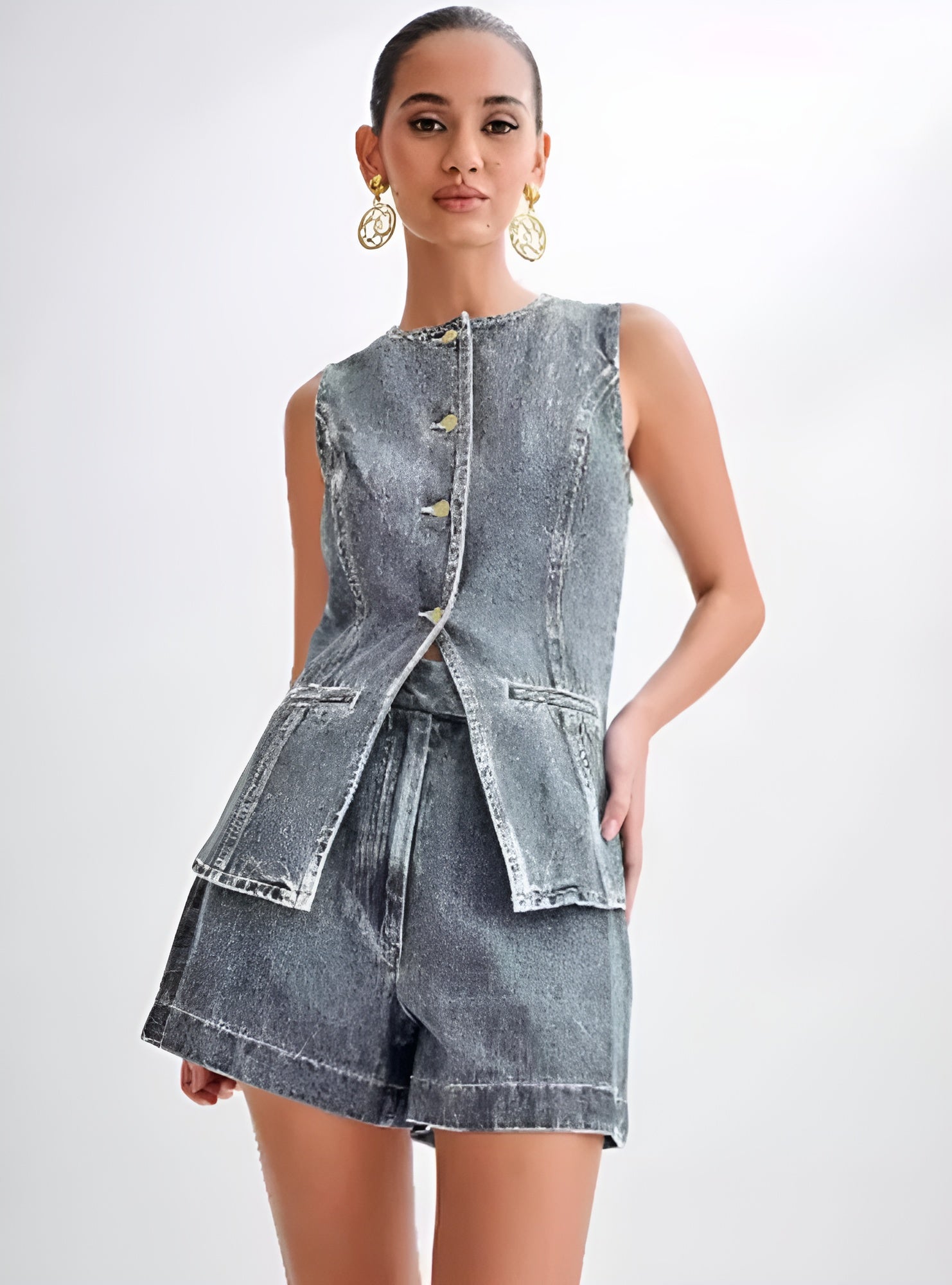 LALUNA® | Denim Button-Up Ensemble