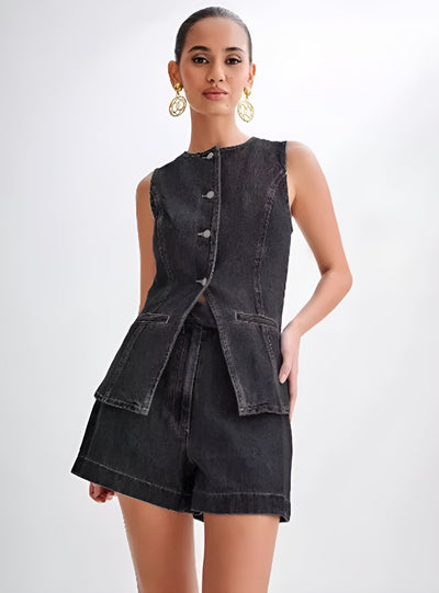LALUNA® | Denim Button-Up Ensemble