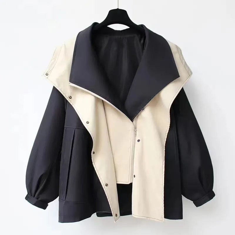 Laluna® | Contemporary Two-Tone Trench Coat