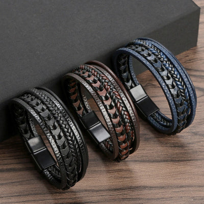 Viking Leather Braided Bracelet - Ragnar Band