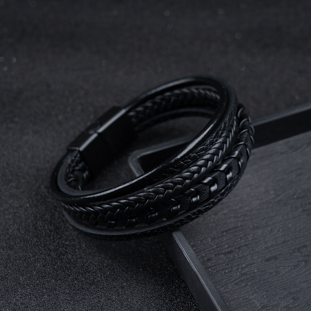 Viking Leather Braided Bracelet - Ragnar Band