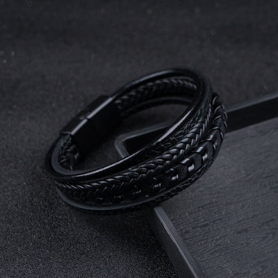 Viking Leather Braided Bracelet - Ragnar Band