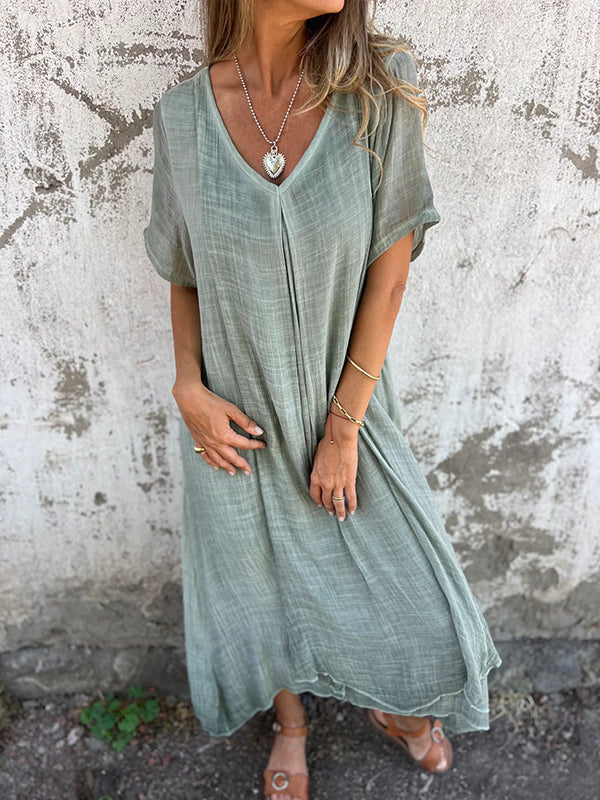 Laluna® | Elegant Long V-Neck Dress