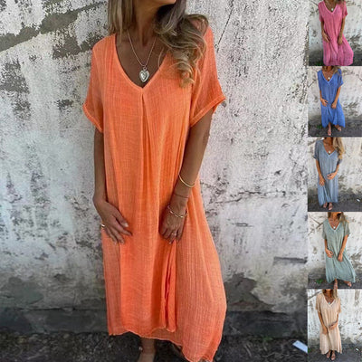 Laluna® | Elegant Long V-Neck Dress