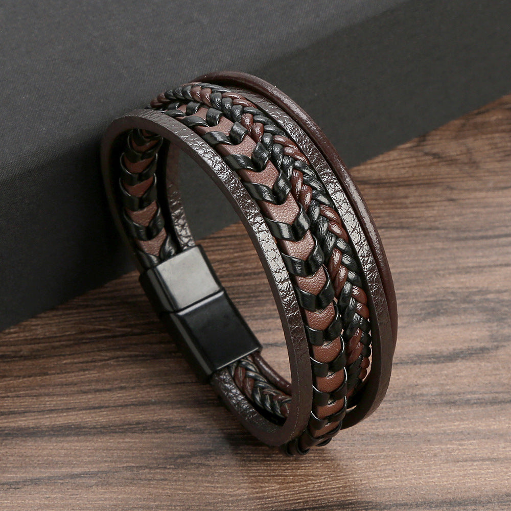 Viking Leather Braided Bracelet - Ragnar Band
