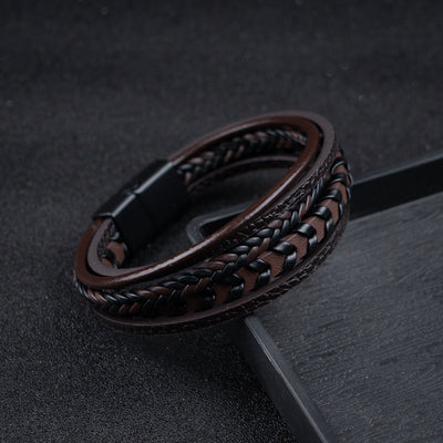 Viking Leather Braided Bracelet - Ragnar Band