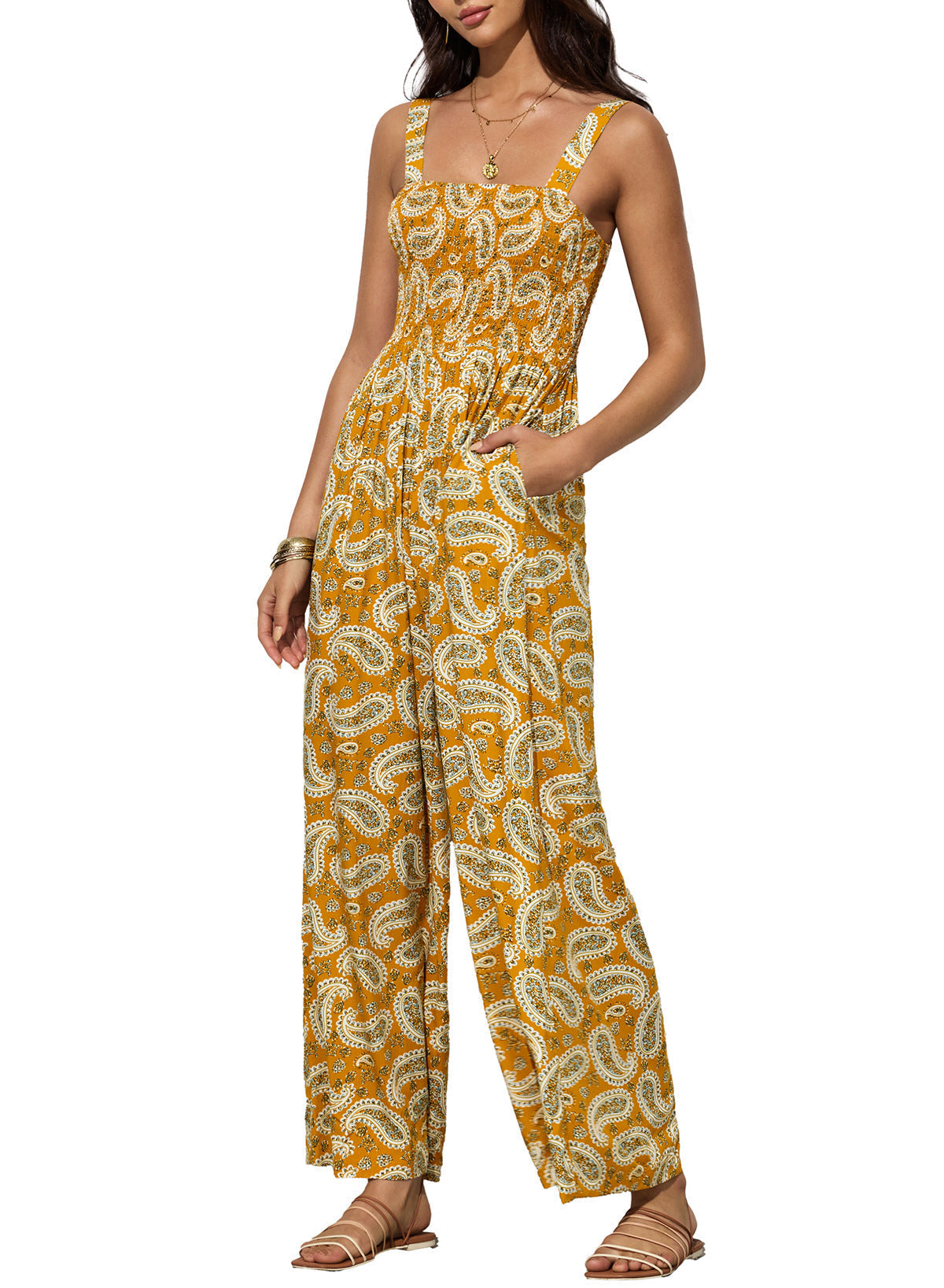 Wide-Leg Bohemian Jumpsuit