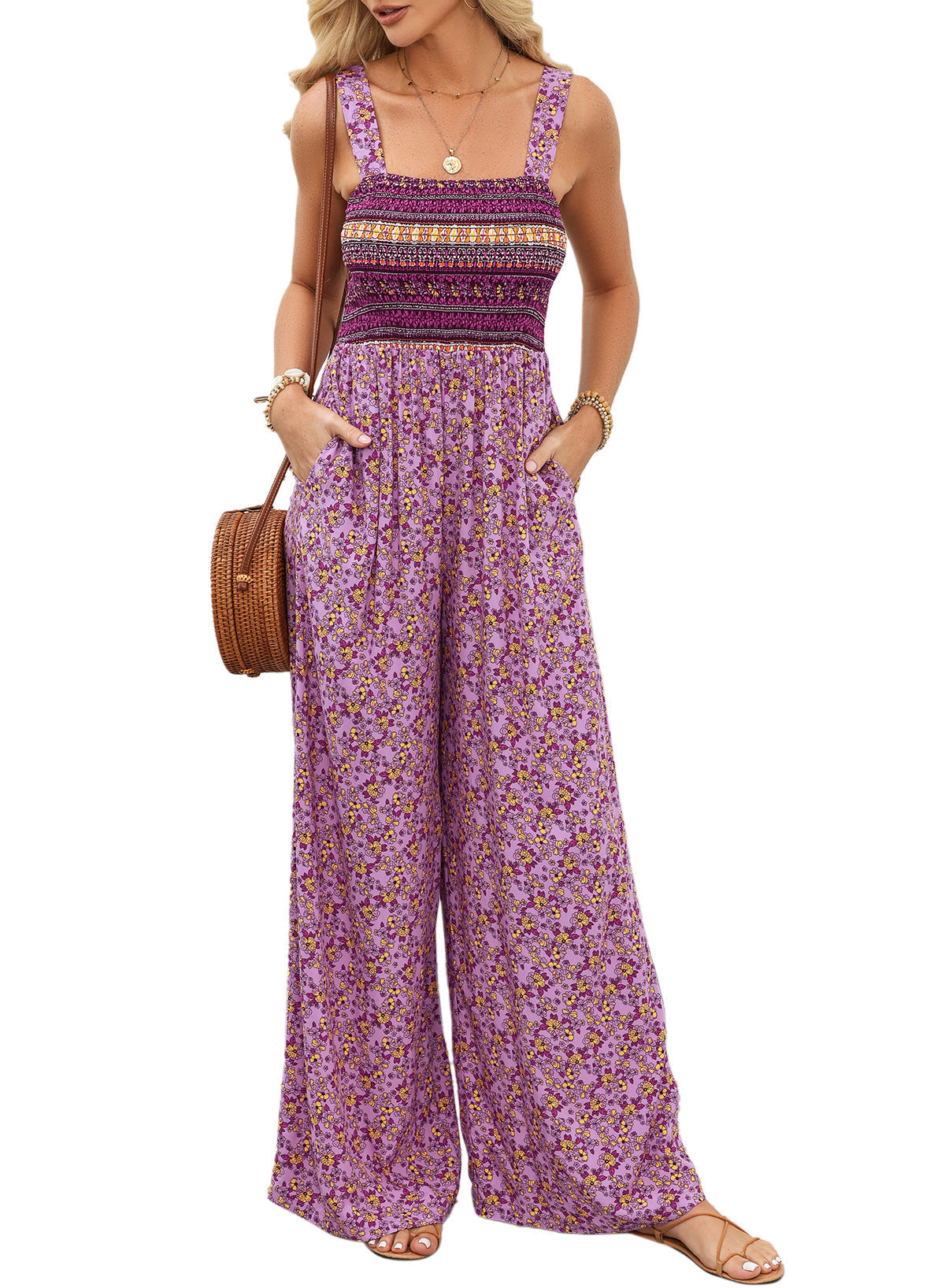 Wide-Leg Bohemian Jumpsuit