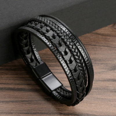 Viking Leather Braided Bracelet - Ragnar Band