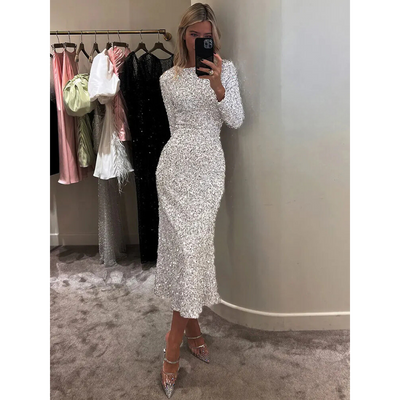 LALUNA® | Sequin-Embellished Midi Dress