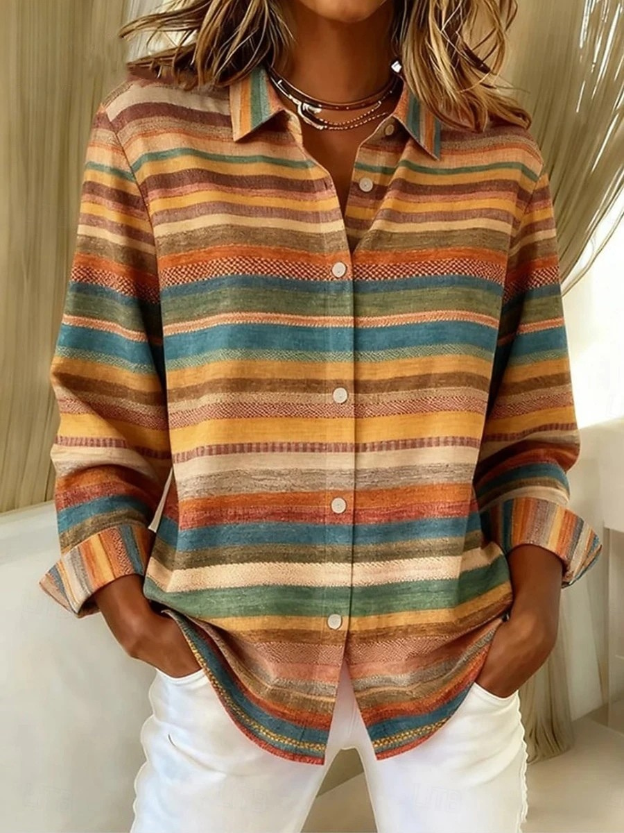 Laluna® | Checkered Women's Blouse with Long Sleeves