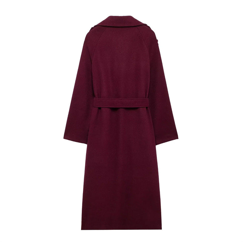 Laluna® | Elegant Burgundy Overcoat
