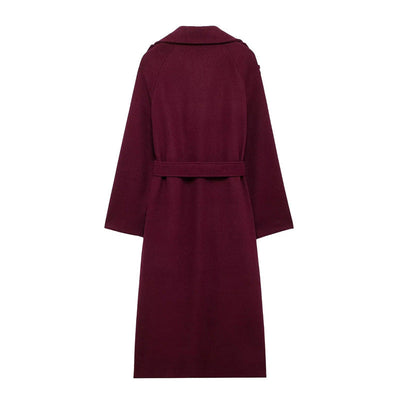 Laluna® | Elegant Burgundy Overcoat