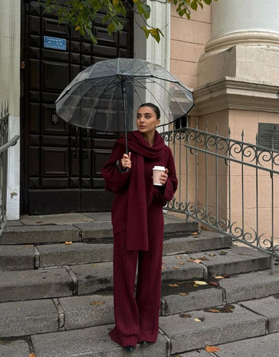 Laluna® V-Neck Jumpsuit with Matching Scarf