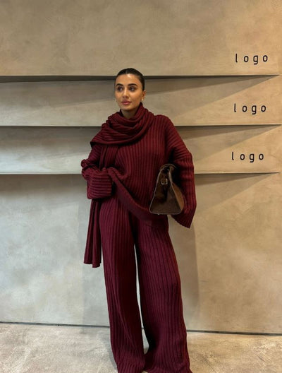 Laluna® V-Neck Jumpsuit with Matching Scarf