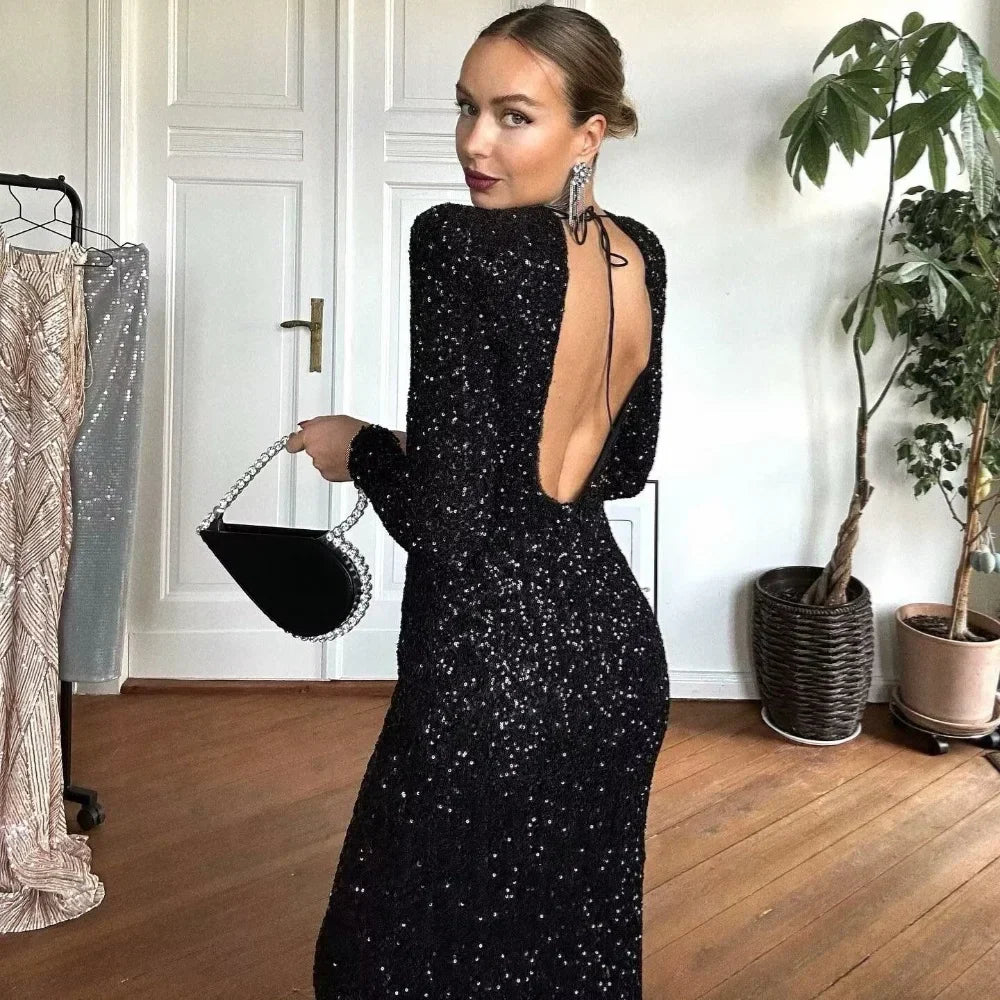 LALUNA® | DRESS WITH MIDNIGHT SPARKLE