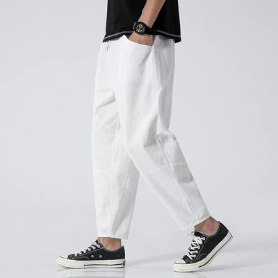 Laluna® | Cropped Cotton and Linen Trousers