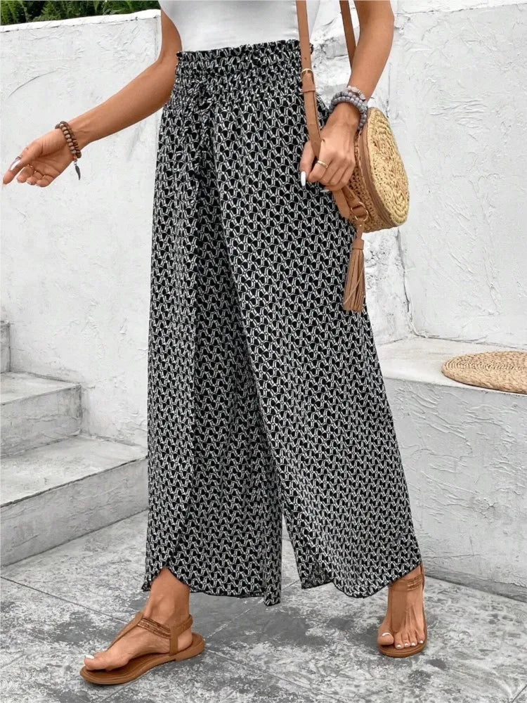 Drawstring Summer Pants with Elastic Cuffs