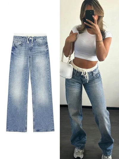 LALUNA® | WHITE STRAIGHT LEG BOXER JEANS