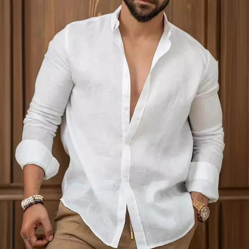 Thomas™ - Cotton Shirt Featuring an Italian Collar