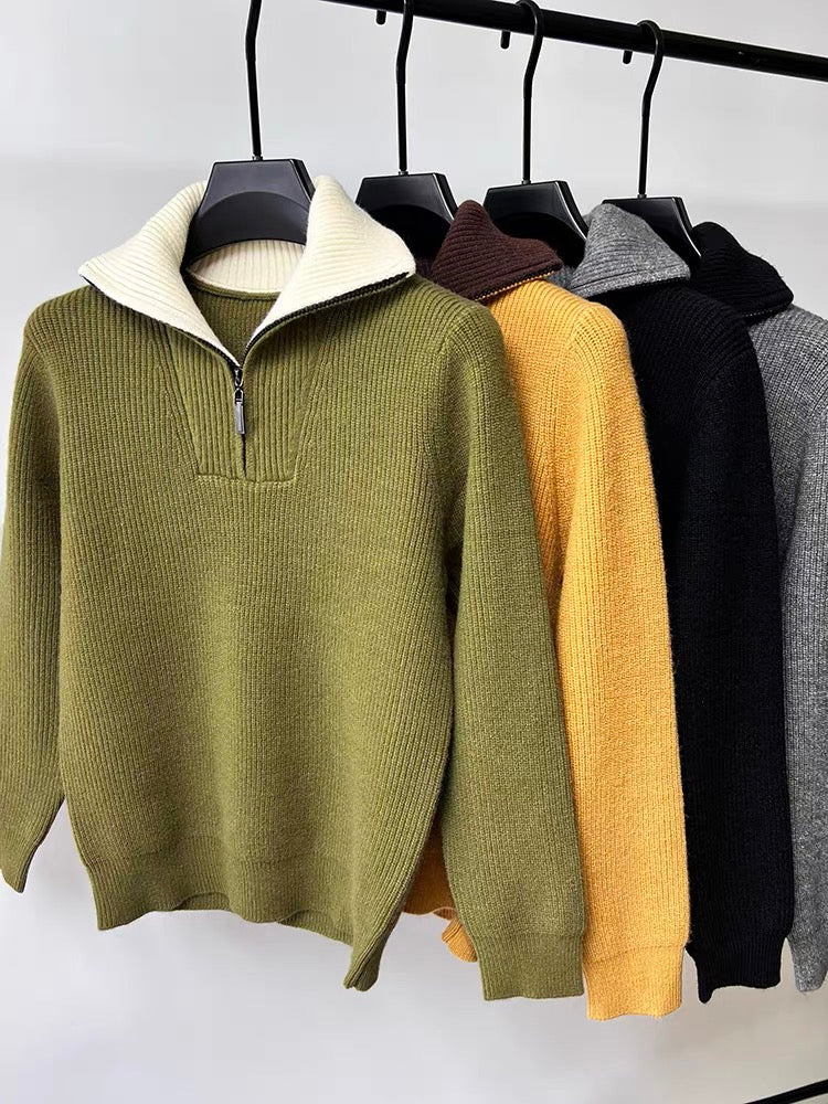 LALUNA® | RIBBED ZIPPERED SWEATER