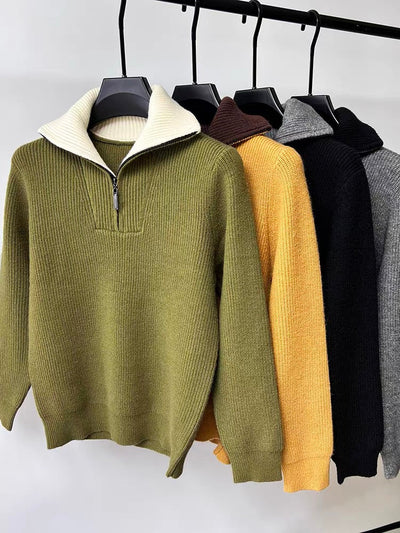 LALUNA® | RIBBED ZIPPERED SWEATER
