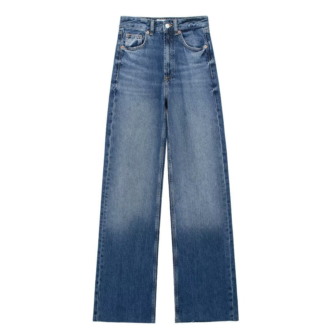 Laluna® | Women's Blue Wide-Leg Trousers