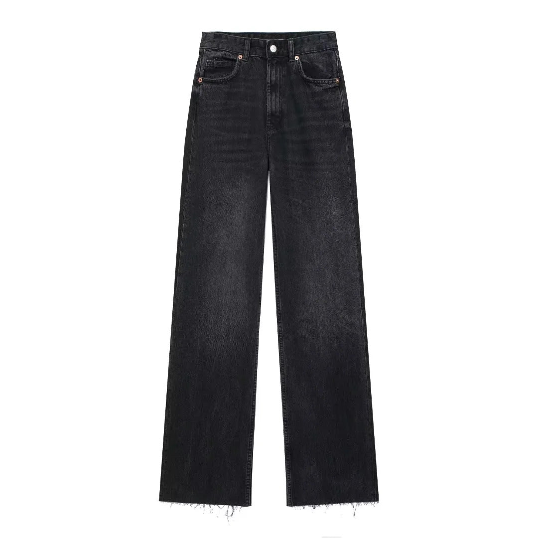 Laluna® | Black Oversized Wide-Leg Jeans