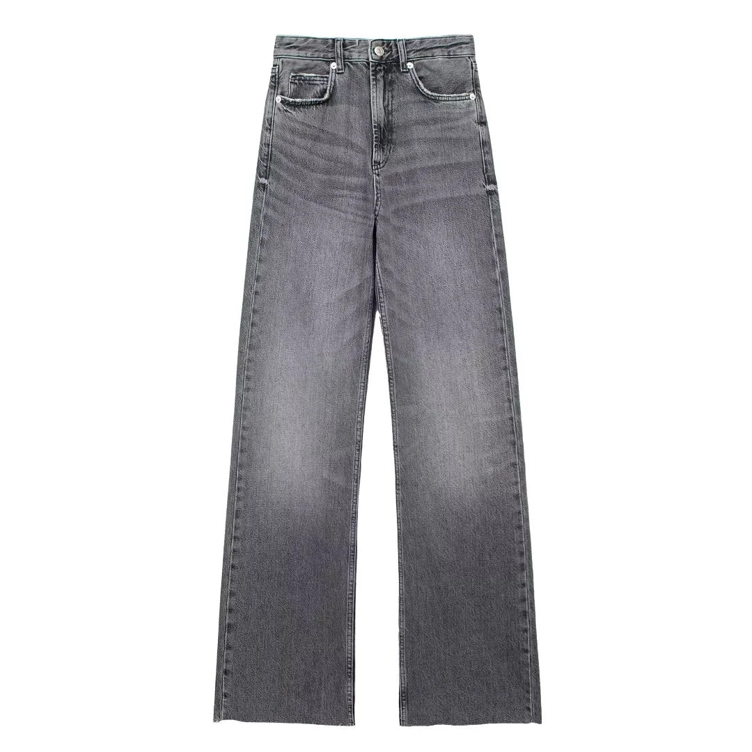Laluna® | Women's Gray Wide-Leg Trousers