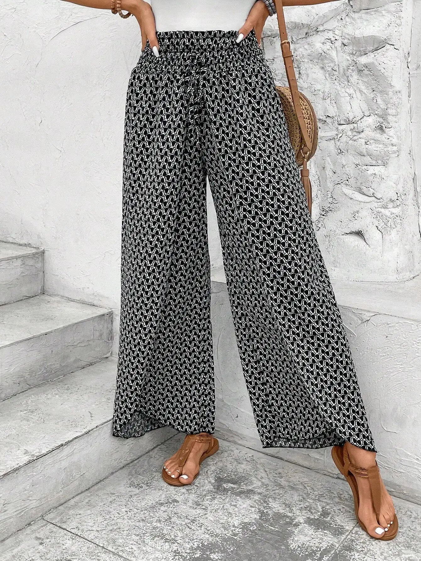 Drawstring Summer Pants with Elastic Cuffs