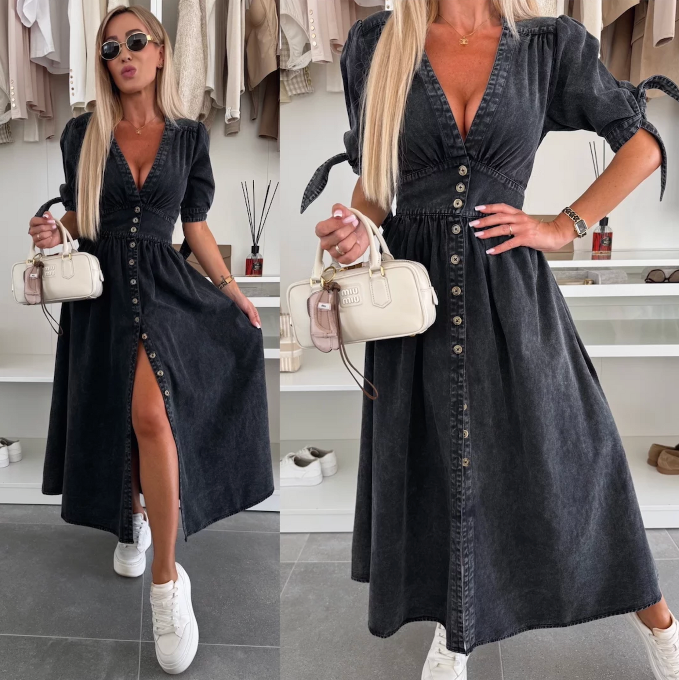 LALUNA® | GLOWING DENIM DRESS