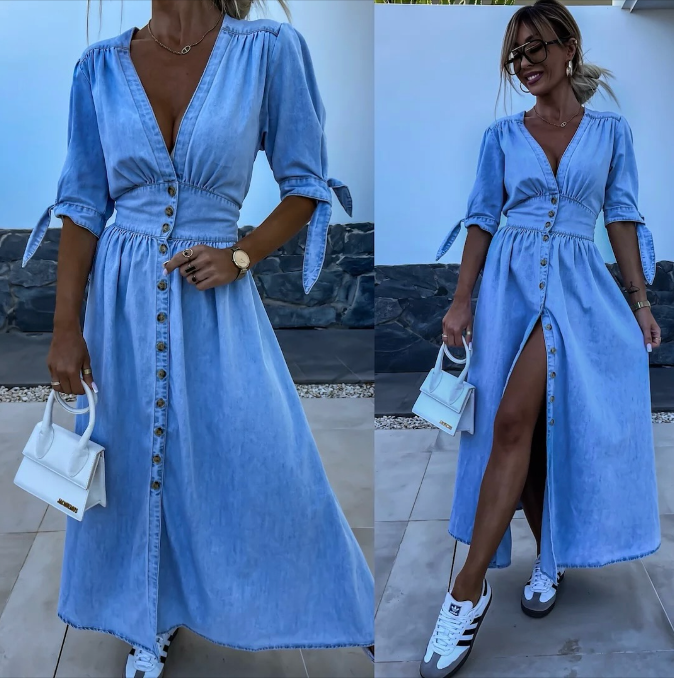 LALUNA® | GLOWING DENIM DRESS
