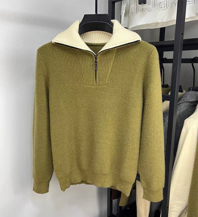 LALUNA® | RIBBED ZIPPERED SWEATER