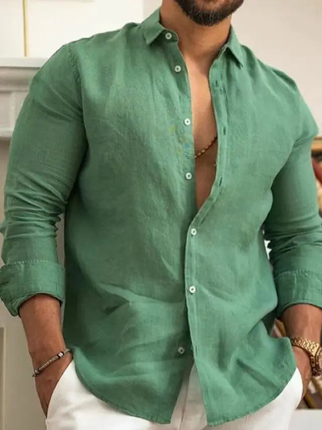 Thomas™ - Cotton Shirt Featuring an Italian Collar