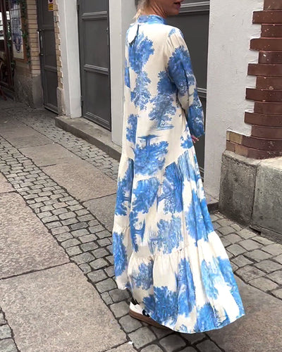 Laluna® | V-Neck Patchwork Dress with Bell Sleeves
