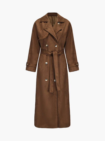 LALUNA® | Faux Suede Trench Coat