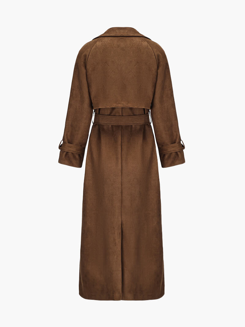 LALUNA® | Faux Suede Trench Coat