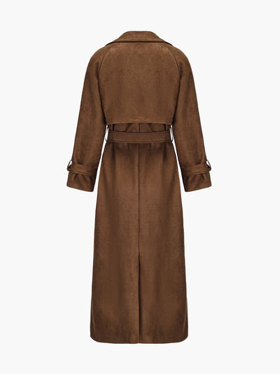 LALUNA® | Faux Suede Trench Coat