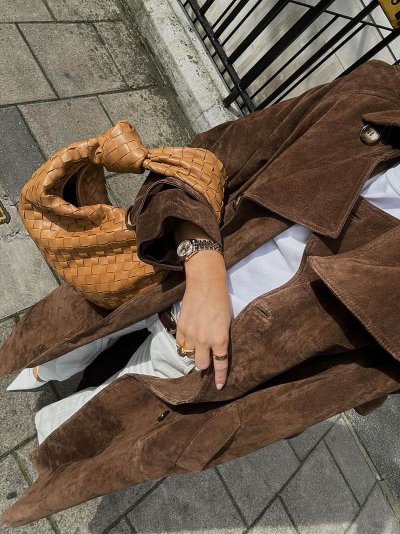 LALUNA® | Faux Suede Trench Coat
